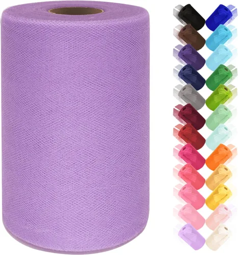 Miniatura 9 de Rollo de tela de tul de 6 pulgadas por 100 yardas (300 pies) cinta de tul malla transparente para bricolaje, falda tutú, envoltura de regalos, boda