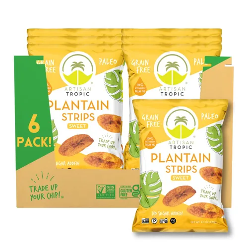 Miniatura 11 de ARTISAN TROPIC Tiras de plátano naturalmente dulces, paquete de 8, 2 onzas, vegano, paleo y sin gluten, bolsas individuales, aperitivos saludables