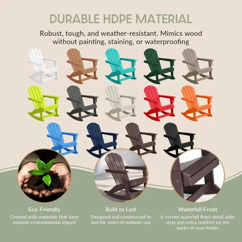 Miniatura 76 de WestinTrends Silla mecedora Malibu de poliéster para exterior/patio Adirondack, Negra