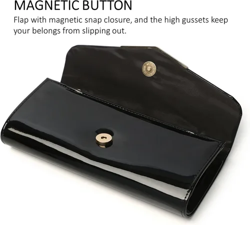 Miniatura 8 de Bolso de mano de cuero de charol para mujer, elegante bolso cruzado para el hombro, bolso para Navidad, boda, fiesta, baile de graduación