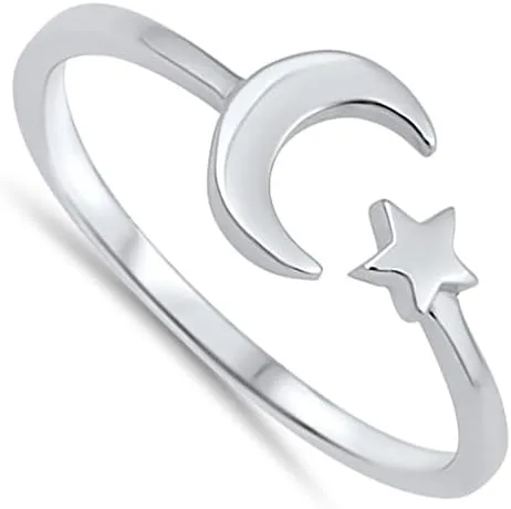Miniatura 2 de Anillo de luna y estrella de plata de ley, elige tu