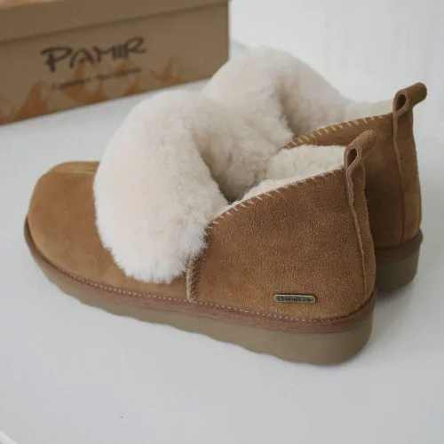 Miniatura 7 de PAMIR Botines de piel de oveja genuina para mujer, botines de espuma viscoelástica para interiores y exteriores, Negro