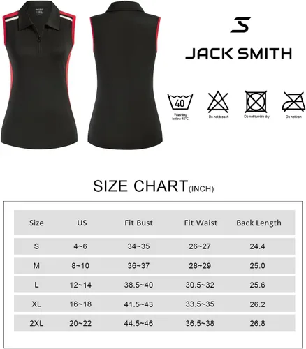 Miniatura 4 de JACK SMITH Polo de golf sin mangas para mujer con cuello con cremallera para mujer, secado rápido
