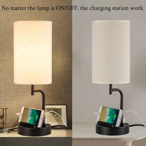 Miniatura 7 de Lámpara de mesa USB con control táctil Dreamholder, lámpara de noche mejorada de 3 vías regulable con puertos de carga USB C & A y tomacorriente AC
