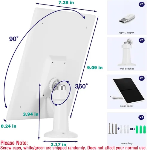 Miniatura 5 de Cargador de panel solar para cámaras de seguridad al aire libre, 10 W, CC 5 V, compatible con cámaras de batería recargable micro USB y tipo C