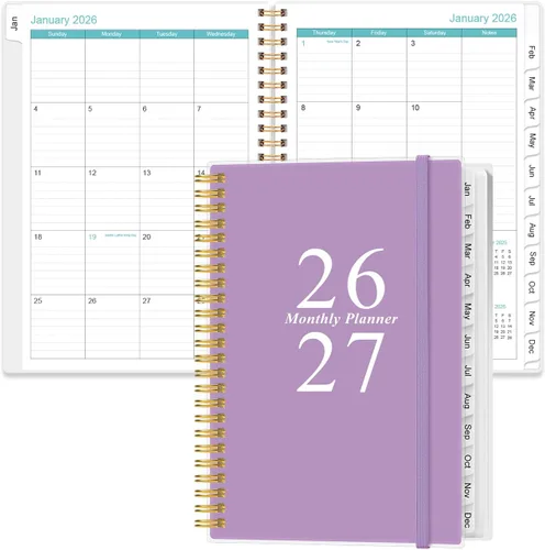 Miniatura 26 de Agenda mensual 2026-2027 – Agenda mensual de enero de 2026 a junio de 2027, dos páginas por mes, 18 calendarios/agendas mensuales con pestañas