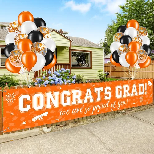 Miniatura 8 de Cartel de graduación de 37 piezas para decoración de globos de clase de 2026, pancarta de felicitaciones graduadas para decoración al aire libre