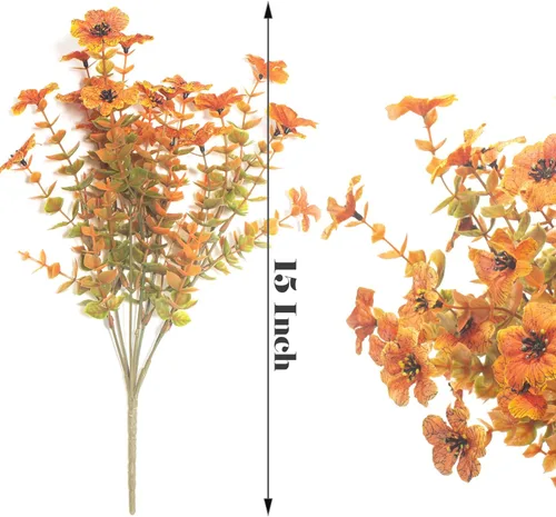 Miniatura 7 de Grunyia 10 paquetes de flores artificiales de otoño para exteriores, resistentes a los rayos UV, flores falsas