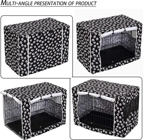 Miniatura 4 de Pethiy Funda para jaula de perro de poliéster duradero, ajuste universal para jaula de perro de alambre, se adapta a la mayoría de jaulas de perros