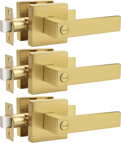 Miniatura 128 de Probrico Paquete de 4 manijas de puerta simuladas en negro mate, manijas interiores que no giran, manijas reversibles resistentes para interiores
