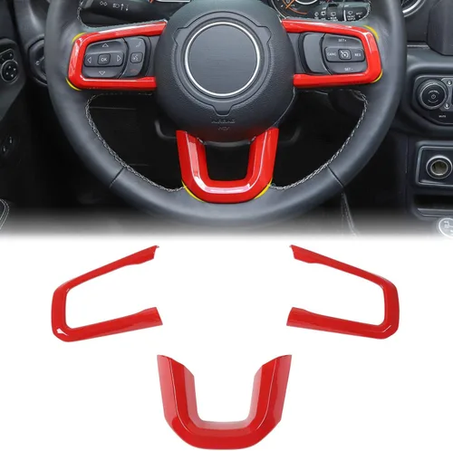 Miniatura 9 de CheroCar JL JT - Fundas de volante de fibra de carbono para Jeep Wrangler JL 2018-2025+, para Jeep Gladiator JT 2020-2025+, accesorios interiores
