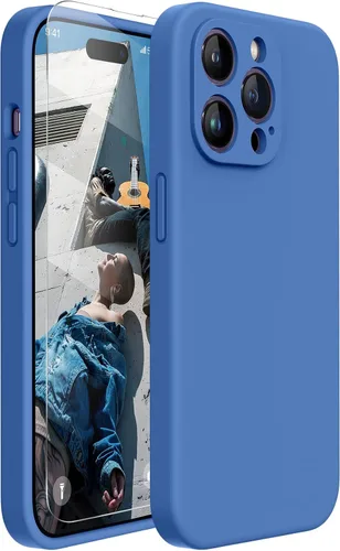 Miniatura 137 de Miracase Funda diseñada para iPhone 13, con protector de pantalla de vidrio templado, forro de microfibra suave antiarañazos, funda de goma
