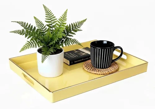 Miniatura 11 de Bandeja Decorativa, Bandeja Rectangular de Plástico con Asas, Moderna Bandeja de Tocador y Bandeja para Servir para Baño, Cocina, Otomana y Mesa