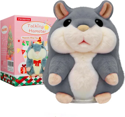 Miniatura 10 de TWORIVER - Juguete de hámster parlante, repite lo que dices, juguete de peluche interactivo para niños pequeños, juguete de aprendizaje que imita