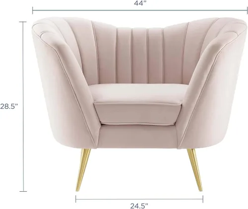 Miniatura 3 de Modway EEI-3874-PNK Opportunity Channel - Sillón de terciopelo copetudo en color rosa