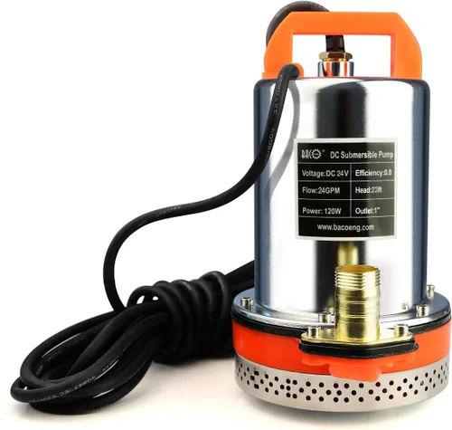 Miniatura 9 de BACOENG DC 24V Bomba de agua solar, bomba de pozo sumergible 23 pies, elevación 24GPM para granja y rancho