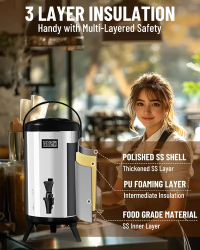 Miniatura 7 de WantJoin Jarra térmica para bebidas - Urna de agua caliente y fría de 75 tazas para catering - Jarra premium de acero inoxidable de 12 L/3.2 galones