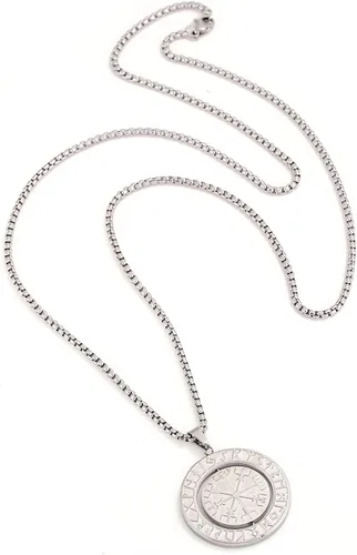 Miniatura 7 de Collar con colgante de amuleto nórdico de los vikingos nórdicos Vegvisir RUNE, collar de acero inoxidable con colgante extraíble joyería original