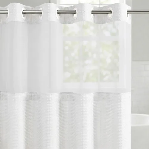 Miniatura 7 de Americanflat 71x74 Cortina de Ducha Sólida Negra - Cortina de Ducha Larga Resistente al Agua con Ojales de Metal Duraderos y 12 Ganchos - 100%