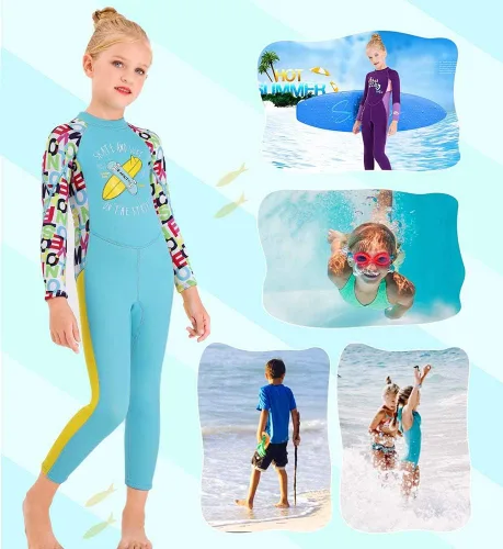 Miniatura 2 de Traje de neopreno de cuerpo completo para niños y niñas, traje de baño térmico de 0.098 pulgadas para niños pequeños, jóvenes, adolescentes, manga