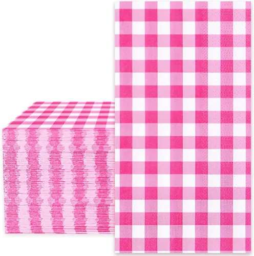 Miniatura 8 de Whaline Servilletas de papel desechables a cuadros de terracota de 3 capas para otoño, Acción de Gracias, cena, toalla de mano para boda, Terracotta