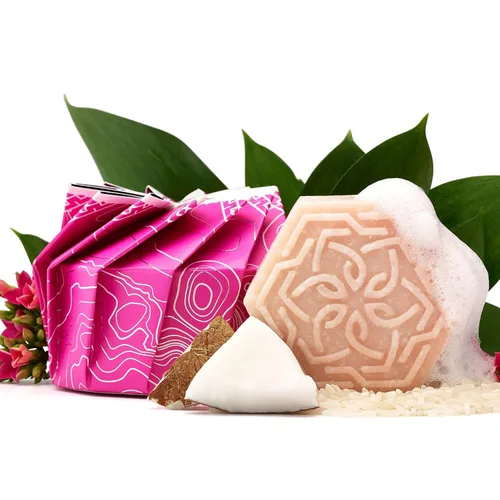 Viori Coconut Bliss - Barra de champú hidratante y reparadora avanzada, fabricada con agua de arroz para el crecimiento del cabello, champú hecho a