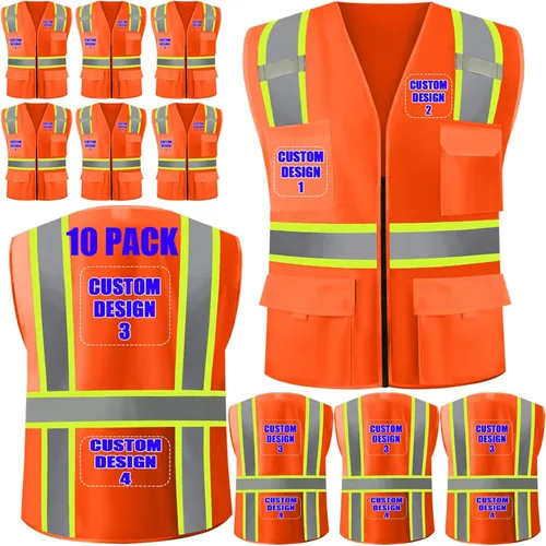 Miniatura 8 de Chalecos de seguridad con logotipo personalizado (S, M, L, XL, 2XL, 3XL, 4XL) Chalecos de seguridad reflectantes de alta visibilidad Clase 2