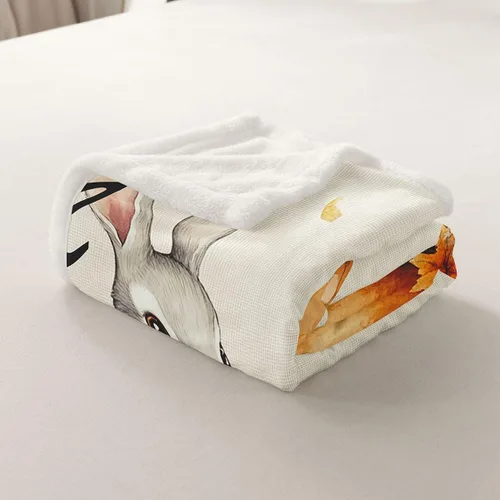 Miniatura 5 de Manta de temporada de otoño para niños y niñas, bonito forro polar de conejo de dibujos animados, regalos de feliz día de Acción de Gracias