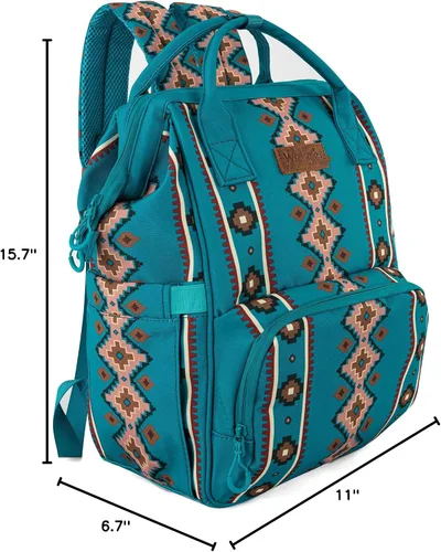 Miniatura 7 de Mochila de Pañales Montana West Wrangler Mochila de Pañales para Bebé Estilo Vaquero, Turquesa, Tamaño único, Estándar