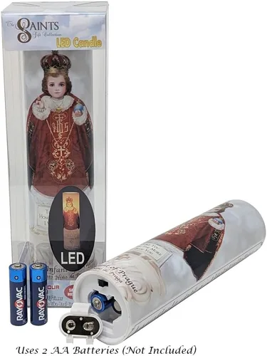 Miniatura 5 de Santo Niño de Praga, Vela LED sin llama de oración de devoción, The Saints Collection