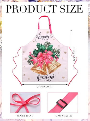 Miniatura 3 de Bencailor Delantales de verano de Navidad en julio con bolsillos, delantales de cocina ajustables de Navidad, impermeables para cocinar, mujeres