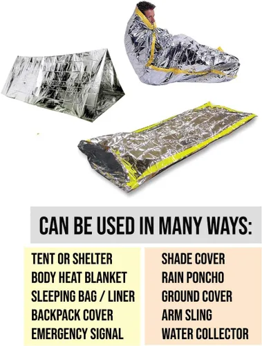 Miniatura 3 de ASA TECHMED Mantas térmicas de Mylar de emergencia a granel, manta espacial, kit de supervivencia para camping, kit de primeros auxilios