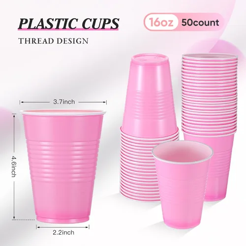 Miniatura 2 de Mifoci 50 vasos desechables de plástico de 16 onzas, vasos de plástico de graduación para bodas, fiestas de cumpleaños, picnic, barbacoas