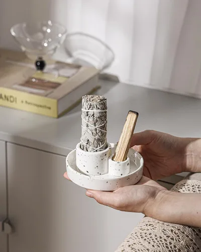 Miniatura 5 de Soporte de incienso de cerámica, soporte de Palo Santo y salvia, quemador de incienso de varillas verticales, atrapacenizas de incienso Inscents
