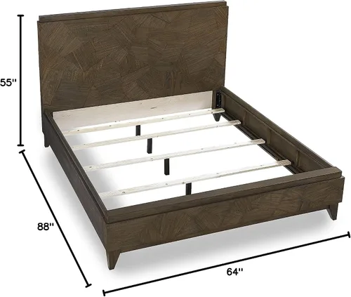 Miniatura 2 de Modus Furniture Cama con paneles de madera maciza, Queen, Broderick - Marrón avena silvestre