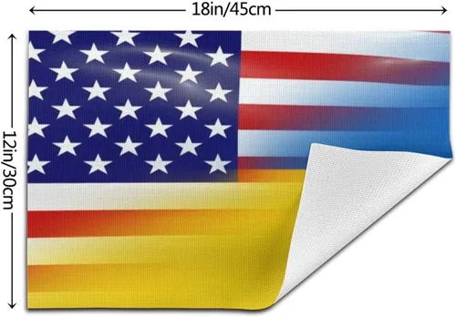 Miniatura 3 de Bandera estadounidense y bandera ucraniana, resistente al agua, paquete de 4 manteles individuales tejidos de PVC, diseño elegante, fácil protección