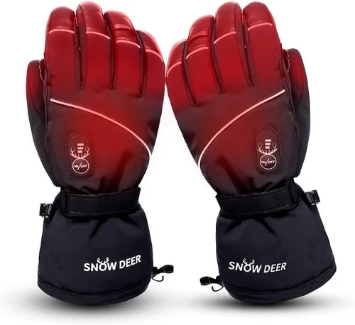 Guantes eléctricos con calefacción, guantes de esquí impermeables y resistentes al viento con batería recargable y pantalla táctil, tres ajustes de