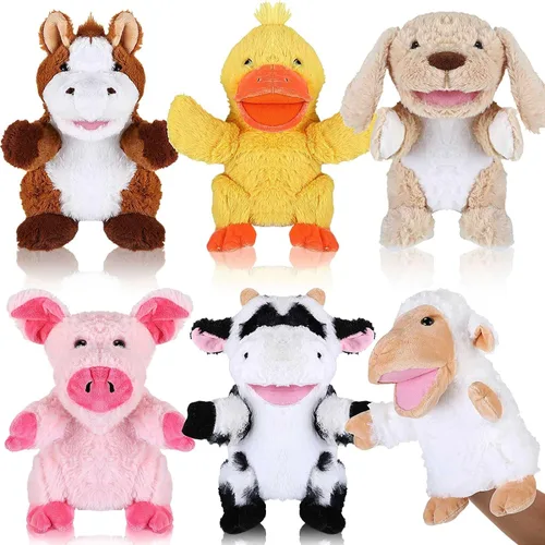 Miniatura 7 de Liliful 6 Títeres de Mano de Animales para Niños, Títeres de Mano con Boca Funcional, Juguete de Peluche de Animales para Niños Pequeños