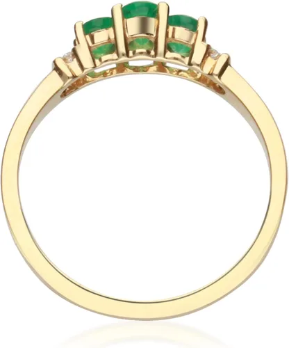 Miniatura 6 de Gin & Grace Anillo de compromiso de oro amarillo de 14 quilates con diamantes de esmeralda natural (I1, I2) para mujer