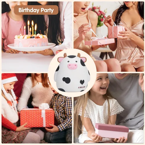 Miniatura 8 de H&W Alcancía de vaca, tamaño L, caja de monedas irrompible para niños, lindo banco de dinero de animales para cumpleaños para niños y niñas, cajas