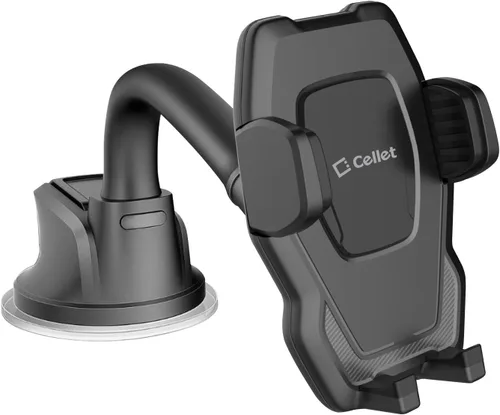 Miniatura 9 de Cellet Soporte de teléfono para parabrisas/salpicadero, cuello de cisne flexible y almohadilla de succión adhesiva reutilizable, soporte universal