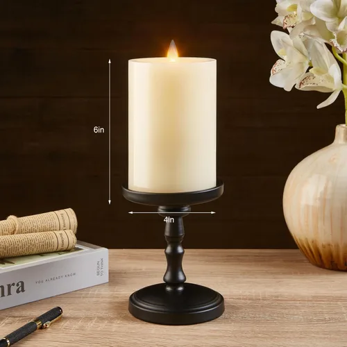 Miniatura 4 de Velas de pilar sin llama parpadeantes con temporizador remoto, velas LED que funcionan con pilas de hasta 400 horas, velas de cera real con llama
