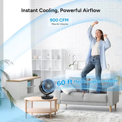 Miniatura 5 de DR.PREPARE Ventilador circulador de aire oscilante para dormitorio, ventilador de mesa potente de 11.3 pulgadas de altura, oscilación automática