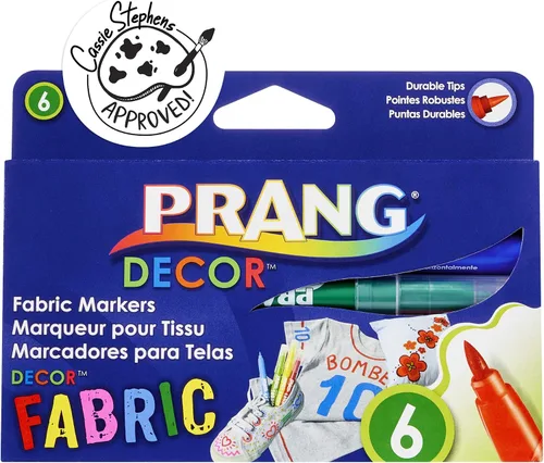 PRANG Marcadores de tela decorativa, puntas de pincel, tinta permanente, no tóxicos, juego de 6 colores (74106)