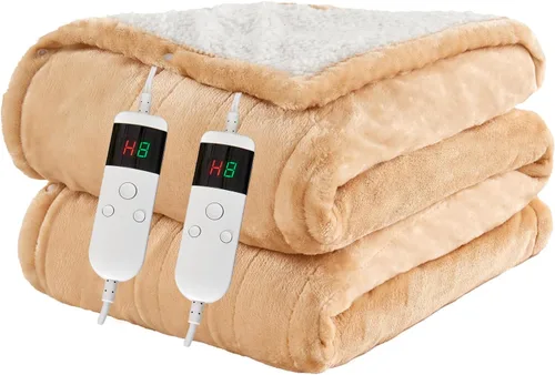 Miniatura 22 de Electric Blanket Heated Throw, Soft Flannel 50"x60" Heating Blanket with 8 Hours Auto Off 10 Fast Heating Levels Machine Washable Sherpa Heated