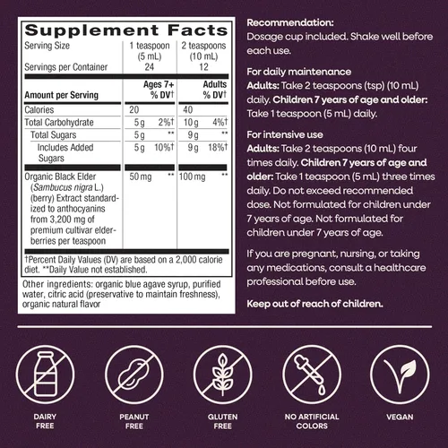 Miniatura 7 de Nature's Way Sambucus - Jarabe de saúco tradicional orgánico para apoyo inmunológico tradicional*, con extracto de saúco negro orgánico altamente