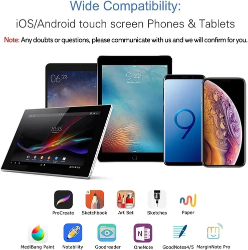 Miniatura 4 de Lápiz capacitivo activo compatible con pantallas táctiles iOS y Android, lápiz con función de doble toque, lápiz recargable para iPad/iPad