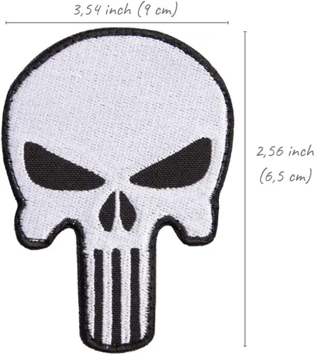 Miniatura 3 de 2 parches de calavera blanca bordados con cierre de gancho y bucle, parche táctico militar moral para mochila, chaleco a prueba de balas, arnés