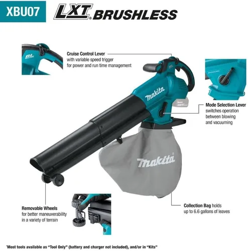 Miniatura 2 de Makita XBU07SM1 18V LXT Kit de trituradora sin escobillas para soplador/vacío (4.0Ah)