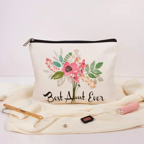 Miniatura 2 de Bolsa de cosméticos Best Aunt Ever, regalos para tía, regalos de sobrina para Navidad, cumpleaños, jubilación, tía, viaje, bolsa de maquillaje